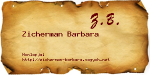 Zicherman Barbara névjegykártya